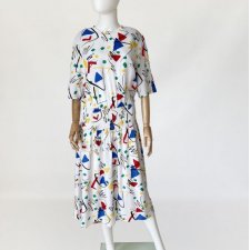 Długa sukienka vintage w kolorowe wzory