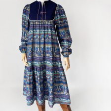 Sukienka vintage 70's malowane wzory