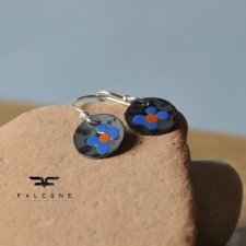 Kolczyki Polne Kwiaty - Niebieskie z Pomarańczową Ochrą