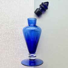 Vintage Lapis Blue Glass ❀ڿڰۣ❀ Flakon z przykrywką ❀ڿڰۣ❀ Ręcznie wykonany ❀ڿڰۣ❀