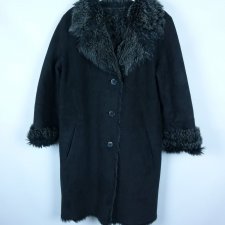 Wallis kurtka zamszowy płaszcz na futerku / L - 4