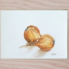 Obraz ręcznie malowany "Cebula"+rama warzywa