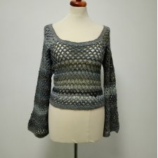Ażurowy sweter w szarościach S/M