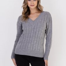 Sweter w warkoczowy wzór - SWE316 szary MKM