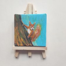 Obraz ręcznie malowany mini "Wiewiórka" +sztaluga