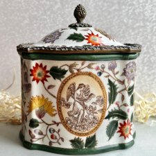 Vintage Porcelain Casket With Bronze Fittings ❤ Piękna duża szkatuła okuwana brązem