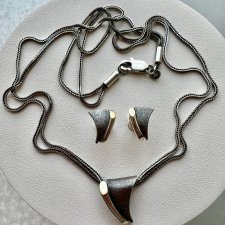 Vintage Norway Modern Necklace & Earrings- Silver 925 ❤ Modernistyczny komplet, lata 70/80-te. XXw. ❤