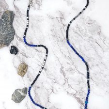 Choker lapis lazuli, hematyt, koraliki Toho i kryształki