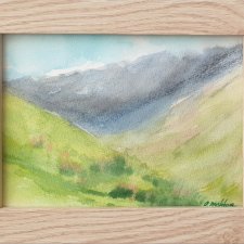 Obraz ręcznie malowany "Góry" +rama akwarela