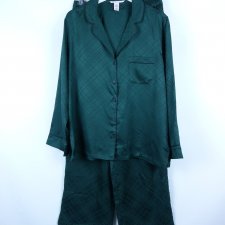 Victoria's Secret piżama satyna butelkowa zieleń / M
