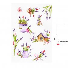 Obraz Akwarela ręcznie malowana +antyrama lawenda kartki