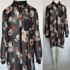 NEW LOOK koszulowa tunika sukienka w kwiaty z szyfonu R 40-46  Hu18