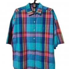 Koszula vintage w kolorową kratę XL