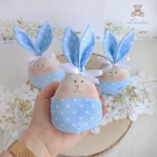 Króliczek jajo wielkanocne, dekoracja wiosenna, króliczek do koszyczka wielkanocnego, błękit