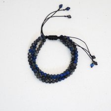 Potrójna bransoletka lapis lazuli i larvikit