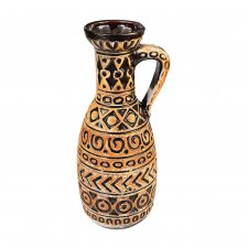 Wazon Bay Keramik 93 - 25 w kolorze ochry / czarnego, vintage Mid Century Modern, ceramika z Niemiec Zachodnich z lat 70. XX wieku.