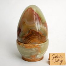 Duże jajko z kamienia z podstawką, onyks pakistański, pisanka 11 cm