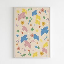 Plakat 42 x 59,4 cm Wiosenne ptaszki