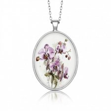 Romantyczny medalion ze Storczykiem prezent dla dziewczyny córki kwiat
