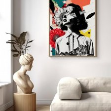 Plakat Dziewczyna kolaż portret kolorowy - format 40x50 cm