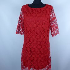 F&F koronkowa czerwona sukienka krótkie rękawy 16 / 44