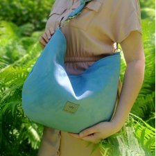 Mini hobo torebka z eko zamszu Błękitna