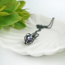 Blue pearl inside - minimalistyczny, srebrny wisior z perłą