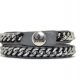 Bransoleta Silver Chain on Grey Leather Bracelet