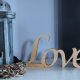 Drewniany napis "Love", ślubny, dekoracja ślubna na weselny stół, stojący, bukowy