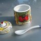 smakowity porcelanowy na dżemy  i konfitury smakowicie zdobiony zestaw