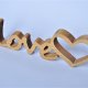 Drewniany napis love stojący, 17cm x 50cm, dekoracja stojąca na ślub, weselny stół, pamiątkę, z litego drewna
