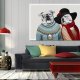 OBRAZ NA PŁÓTNIE 120x80cm LOVE buldog 02-75