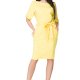 Sukienka kimono z paskiem i kieszeniami, T186 żółty