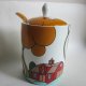 MODERN JAM POT AND SPOON - FARM BARN -CLARICE CLIFF INSPIRED