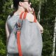 Torba hobo XXL - szary, pomarańcz