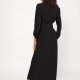 Długa, czarna sukienka w stylu militarnym, SUK157