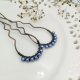 Retro blue pearls - szpilki do włosów komplet 2 sztuk