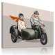 OBRAZ NA PŁÓTNIE 120x80cm KURCZKI NA MOTOCYKLU RETRO 02267