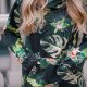 czarna bluza kangurka w kwiaty i liście z dużym kapturem i golfem s - xl