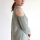 khaki BLUZKA wiskoza ODKRYTE RAMIONA KHAKI COLD SHOULDERS