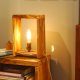 Lampka nocna z drewna i worka po kawie, drewniana lampa stołowa z drewna orzecha, abażur jutowy