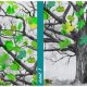 Obraz na płotnie do salonu z jwiosennym drzewem w zieleniach, format 120x80cm 02292