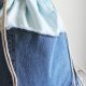 Jeansowy plecak worek z materiałem w paski