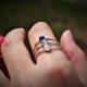 Potrójny srebrny pierścionek z naturalnymi kamieniami: lapis lazuli , labradoryt , akwamaryn. Minimalistyczne , delikatne, łączone wzory.