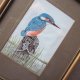 J & j cash -miniatura - Haft na jedwabiu - kingfisher - cudo precyzji uroda obrazu - silk