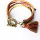 Zapach Pierników - pleciona bransoletka z piernikowym sercem, rzemienie i chwost; ciepłe brązy