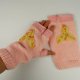Rękawiczki z wełny, na drutach, różowe, aplikacja