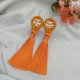 Pomarańczowe kolczyki sutasz, kolczyki sutasz, łowickie kolczyki, kolczyki folkowe, kolczyki łowickie, kolczyki folk, kolczyki handmade, klipsy folk