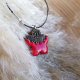 Czerwony naszyjnik KWIAT CERAMICZNY - wisiorek boho kwiat ⌀3 cm - biżuteria prezent dla kobiety - GAIA-CERAMIKA POLSKA - GAIA-ceramika