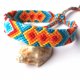 Dzień na plaży - ręcznie pleciona bransoletka przyjaźni, bawełna, aztecka bransoletka etniczna, letnie kolory, turkus i słoneczne barwy